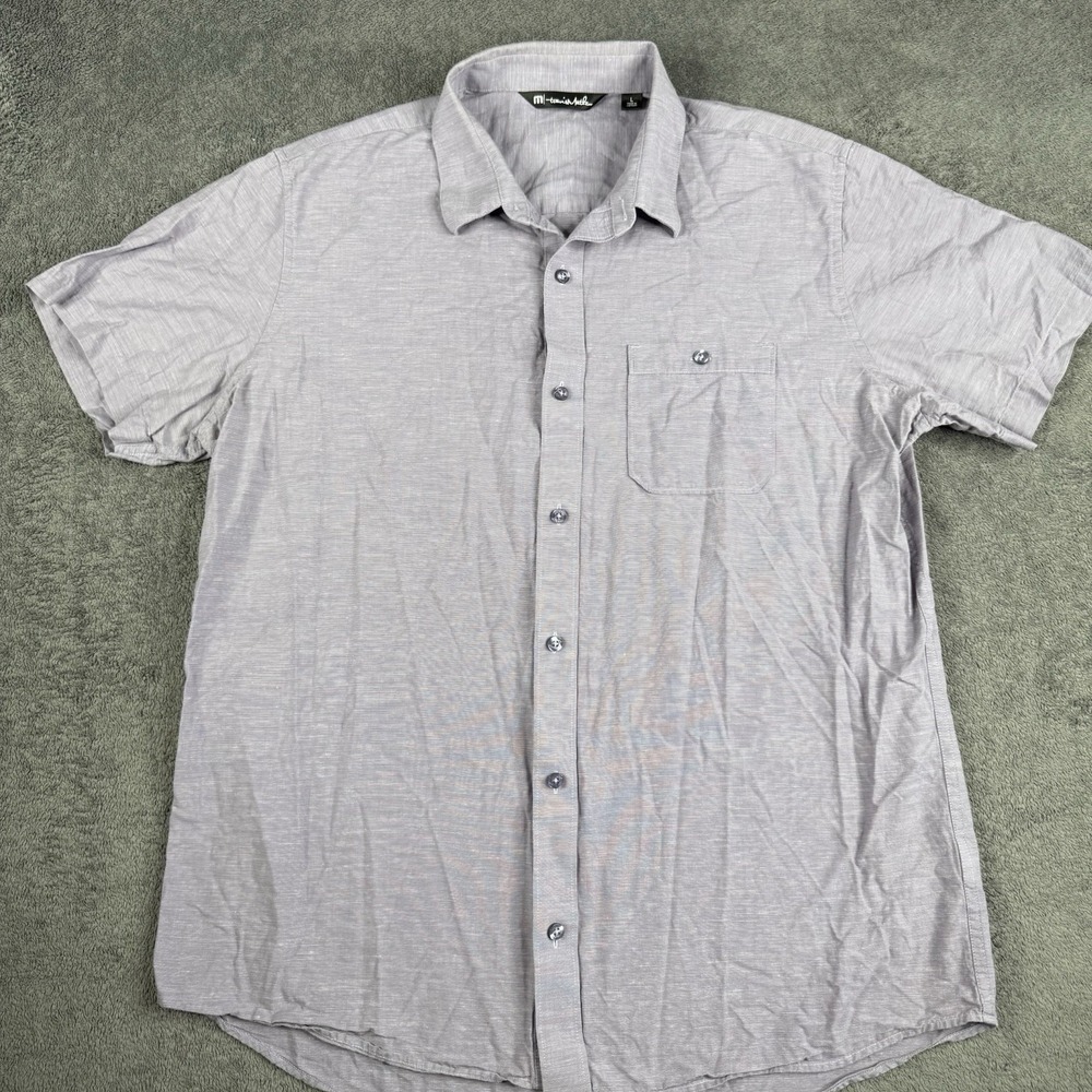 Travis Mathew Shirt Adult Large Gray Button Up Short Sleeve Golfing Casual Men's